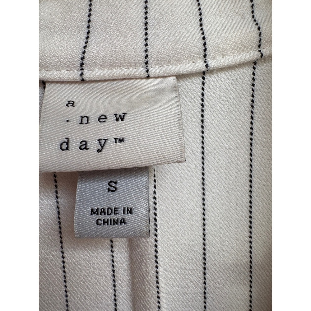 A New Day Womens Sz S Pinstripe Halter Jumpsuit Cream Black Double Breasted Wide - Picture 5 of 9